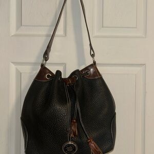 Dooney & Bourke Black and Brown Hobo shoulder bucket bag